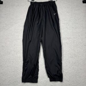 Vintage Nike Windbreaker Pants Black Lined Track Ankle Zip Youth Size L 12-14